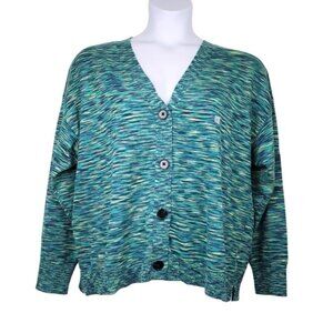 Loft Womens Green Space Dye Button Front Knit Cardigan Sweater Size XL NWT
